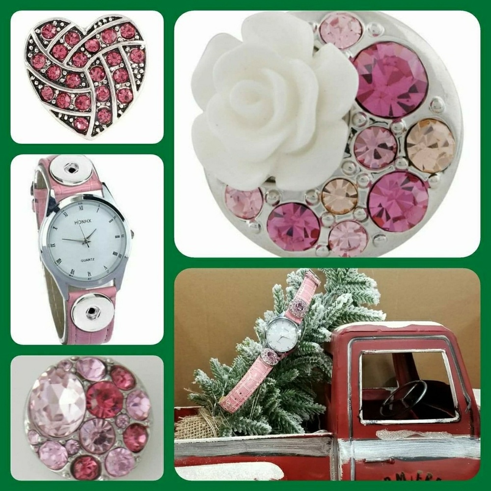 1 Elegant Pink Watch with bottons